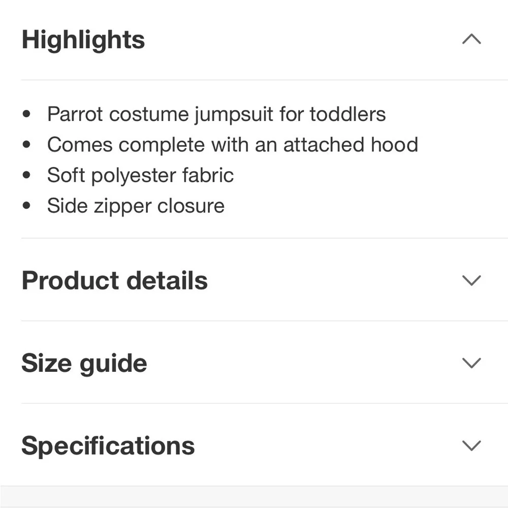 NWT Hyde & EEK! Toddler Parrot Bird Halloween Costume Jumpsuit Sz 18-24M